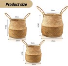 Patelai 3 Set Seagrass Belly Storage Basket Woven Plant Pot Natural Color 