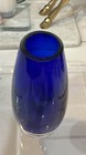 Mcm Royal Blue Vase 7 5    Tall Art Glass Centerpiece Handmade Beautiful 