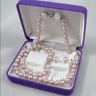 Natural 7-8mm Real Purple Freshwater Pearl Necklace Bracelet Earrings Set No Box