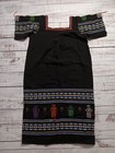 Guatemalan Huipil Dress Women   s Medium Black Hand Embroidered Folk Art Textile 