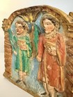 Antique Folk Devotional Wood Relief     Pair Of Archangels Italian  19th C  Style