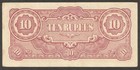 Japanese Occupation Burma Myanmar 10 Rupees 1942 Vf  To Xf