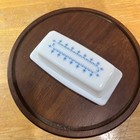 Pyrex Butter Dish Snowflake Garland Blue White Excellent Mcm Milk Glass