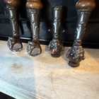 Set Of 4 Carved Claw Foot Table Legs  Wood   Metal  Brown black Vintage