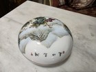 Chinese Porcelain Landscape Calligraphy Scholar   s Brush Washer W  Wood Stand
