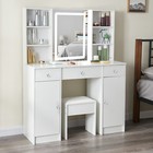 Vanity Dressing Table Jewelry W stool Makeup Set Dreser Desk W mirror   3drawer