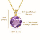 14k Solid Yellow Gold 5 Ctw Natural Amethyst Gemstone Pendant Necklace 18 In