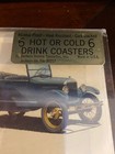 Set Of 6 Vtg Antique Classic Ford Cars Drink Coaster Cork Backing