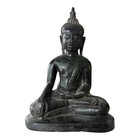 Antique Asian Thai Burmese Seated Bronze Buddha Statue - Mon Period Style