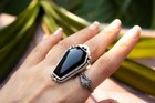 Black Onyx Ring 925 Sterling Silver Witchy Ring Statement Ring Coffin Ring