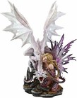 Large 22 75 h Red Reptile Fairy With Roaring White Dragon By Treasures Statue