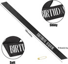 Baddie Glitter Cloth Birthday Sash - Black   White  Soft Sash With Safety Pin Fo