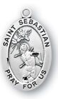 925 Sterling Silver Saint Sebastian Pendant Medal Necklace With Chain   Box