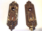 Antique Ornate Iron Door Plates Escutcheons Architectural Salvage Lot Of 2