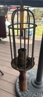 Vintage Antique Industrial Caged Drop   Work Light With Wooden Handle