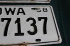 Pair Iowa License Plate 1958 Scott County 82-27137  Nice