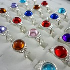 100pcs Wholesale Mix Color Silver Plated Crystal Rings For Children Girl Jewelry
