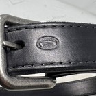 Black Leather Belt Size 36 Leather Adjustable Silver Tone Single Prong Buckle
