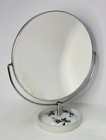 Vtg Porcelain Base Double Sided Magnifying Vanity Make Up Mirror Roses Floral