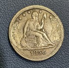 Silver Love Token - 1856 Liberty Quarter Beautiful Engraved Caterpillars flowers