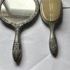 Vintage Vanity Set Hand Mirror  Brush Comb Silver Plated Victorian Era Staging