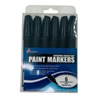6 Count Oil Based Black Paint Markers For Wood Metal Glass Plastic - Rubber Grip