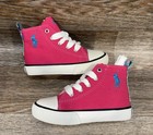 Polo Ralph Lauren Ultra Pink Harbour  High Top   Plaid Canvas Shoes Sz 7 Toddler
