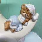 Vintage Enesco Teddy Beddy Bear 8    Figurine Moon Night Light Porcelain 1982