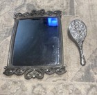 Vintage Silver Plated Brush   Mirror Vanity Tray Set
