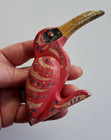 Unusual Vintage Folk Art Metal Bird Toucan Hand Painted Hood  Ornament Decor Mex