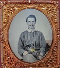Confederate Ambrotype  6th Plate  Published  Armed  Wearing Inverted Us Buckle