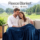 Soft Fleece Blanket For Bed Queen Size Navy  90x90 Inch  