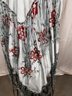 Antique Shawl Throw Silk Blue Embroidered 50x50 In  Fringe 16 In Original 1890