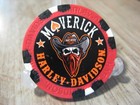 Maverick Harley Davidson Emblem Poker Chip - Dallas  Texas - Red Black White