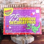 Vtg Static Cling Window Decor 75 Reusable Stickers Dinosaurs Dog Cat Love Hearts