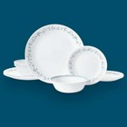 White And Green Round 12-piece Dinnerware Set Dish Set  Plates  Bowls Set For 4