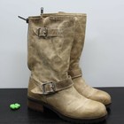Steven Madden Buckette Brown gray Distressed Leather Boots Size 38
