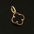 Black Onyx Clover Flower 18k Gold Charm Pendant black Agate Clover Gold Charm