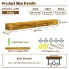 Floating Fireplace Mantel 60  Rustic Wood Shelf Invisible Brackets Handcrafted
