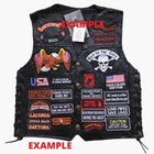 Usa Flag Black   Silver Biker Patch Vest Jacket Harley Motorcycle Usa