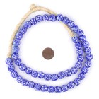 Blue   White Fused Recycled Glass Beads 11mm Ghana African Round Large Hole
