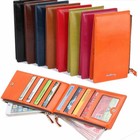 Womens Leather Credit Card Holder Long Wallet Double Zipper Purse Clutch Wallet