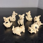 Lot Of 7 Resin Cuddly Pig Piglets Miniature Figurines