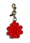 New Coach Peach Leather Crystal Floral Daisy Key Fob Key Chain Bag Charm Rare 