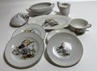 Vintage Child Toy China Tea Dishes Loose Lot Of 9 Little Girl W bunnies Japan