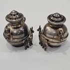 Vintage Peruvian Sterling Silver Llama Salt   Pepper Shakers Miniature Pair