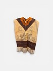 Mexican Suede Leather  gaban  Poncho W  Hand-pyrographed Horse Stampede Design 