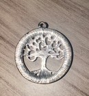Sterling Silver Rhodium-plated Abalone Circle With Tree Of Life Pendant