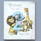 1940s Punch-out Wild Animal Paper Doll Stand-ups Birthday Greeting Card 2-yr Old