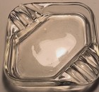 2 Vintage Clear Glass Ashtrays Mid-century Modern